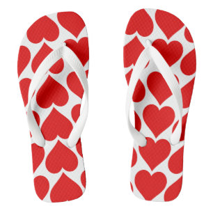 Rotes Herzen Muster, Romantisch, Liebe Flip Flops