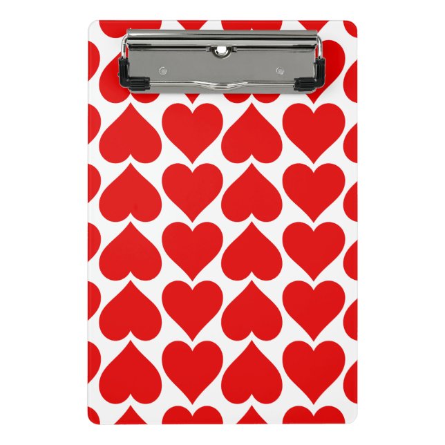 Rotes Herzen-Muster, Romantisch, Liebe Mini Klemmbrett (Vorderseite)
