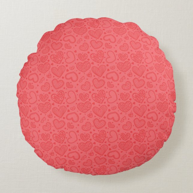 Rotes Herzklopfen Rundes Kissen (Vorderseite)