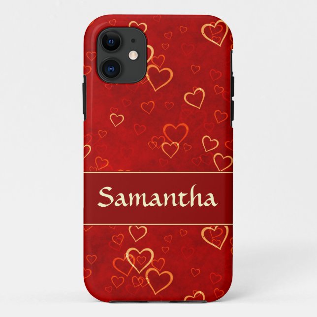 rotes Herzmuster Case-Mate iPhone Hülle (Rückseite)