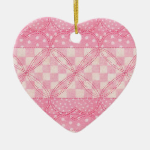 ROTES HERZQUILT Keramik-Herzanhänger Keramik Ornament