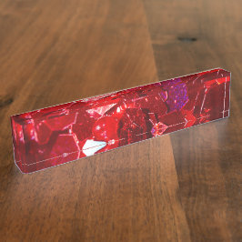 Rotes Hexagon-abstrakt glänzendes Glitzer-Muster Namensplakette