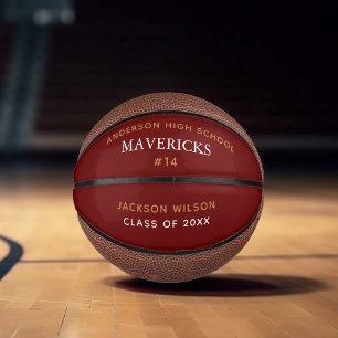 Rotes High-School-Abschluss-Spieler-Personalisiert Mini Basketball
