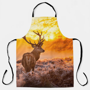 Rotes Hirsch in der Morgensonne. Hirsche, Tiere, w Schürze