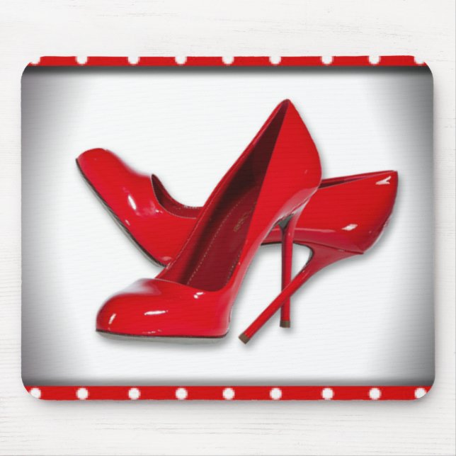 Rotes hohes Heels-Polka-Punkt-Muster Mousepad (Vorne)