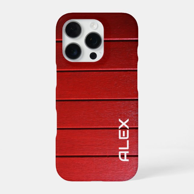 Rotes Holz-Horizontalmuster  iPhone Hülle (Rückseite)