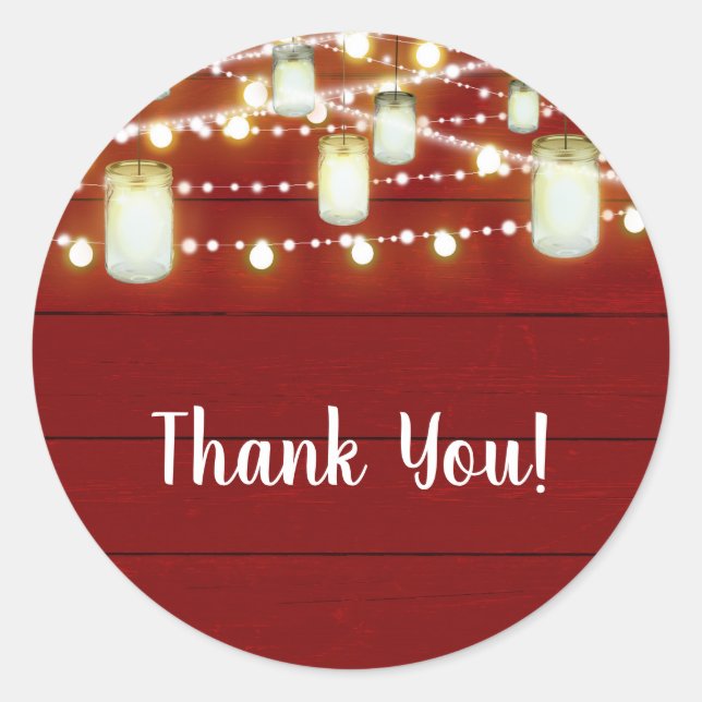 Rotes Holz und Streichellichter Land Rustikale Süß Runder Aufkleber (Vorderseite)