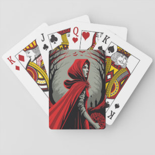 Rotes Hoody-Wolfsmännchen Spielkarten
