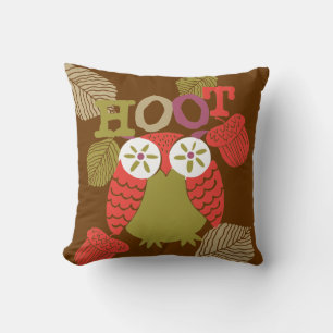 Rotes Hoot Owl Kissen Kissen