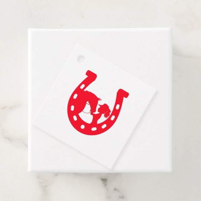 Rotes Horseshoe Mädchen und Pferde Geschenkanhänger (Beispiel)
