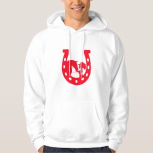 Rotes Horseshoe Mädchen und Pferde Hoodie