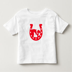 Rotes Horseshoe Mädchen und Pferde Kleinkind T-shirt