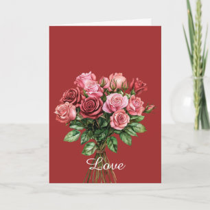 Rotes Hübsches Bouquet mit rosa Rosen Karte