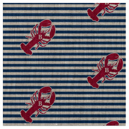 Rotes Hummer-nautischmonogramm-blauer weißer Stoff