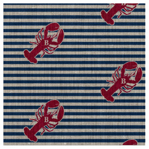 Rotes Hummer-nautischmonogramm-blauer weißer Stoff