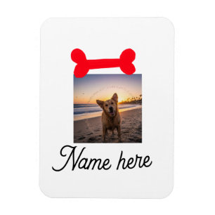 Rotes Hundeknochen-Foto Haustier Hund Katze Name e Magnet