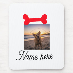 Rotes Hundeknochen-Foto Haustier Hund Katze Name e Mousepad