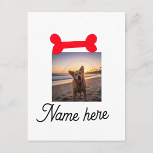 Rotes Hundeknochen-Foto Haustier Hund Katze Name e Postkarte