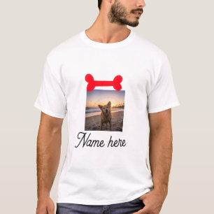 Rotes Hundeknochen-Foto Haustier Hund Katze Name e T-Shirt