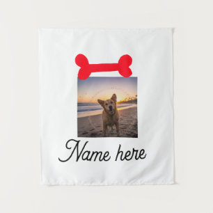 Rotes Hundeknochen-Foto Haustier Hund Katze Name e Wandteppich