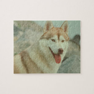 Rotes Husky-Hundepuzzlespiel Puzzle