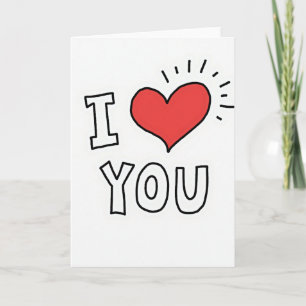 Rotes I Love You Doodle Valentinskarten-Design Karte