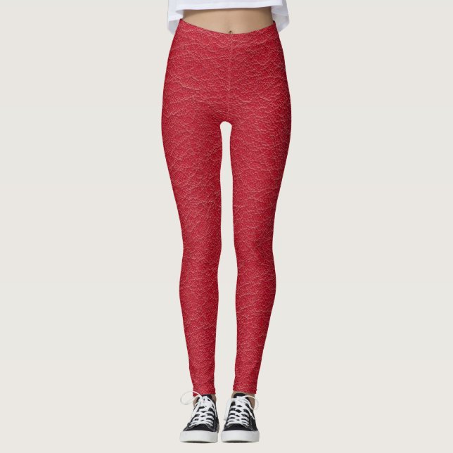 Rotes Imitatleder mit heller Beschaffenheit Leggings (Vorderseite)