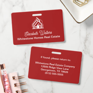 Rotes Immobilienunternehmen Haus Custom-Makler Ausweis