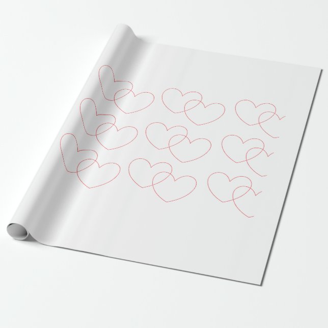 Rotes ineinander greifenherz-Packpapier Geschenkpapier (Ungerollt)
