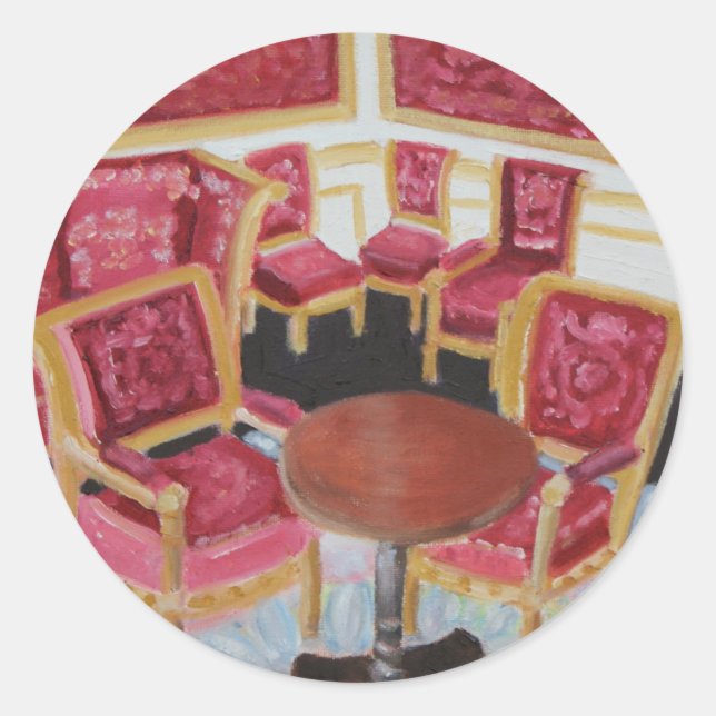 Rotes Inneres: Chateau de Fontainebleau Runder Aufkleber (Vorderseite)