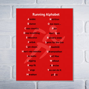 Rotes inspirierend des laufenden Alphabetes Poster