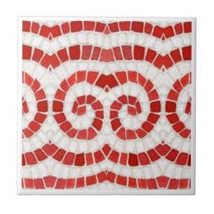 ROTES IONISCHES MOSAIK 10,8 cm Keramikfliese im Qu