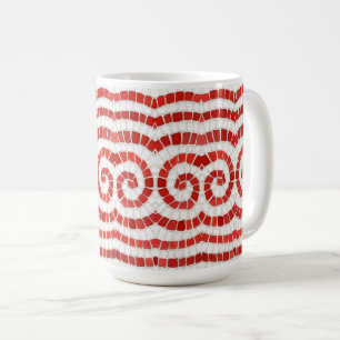 ROTES IONISCHES MOSAIK Hohe Weiße Tasse