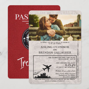 Rotes Irland-Pass Hochzeitseinladung Einladung