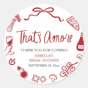 Rotes Italien Das Amore Pizza Pasta Brautparty Runder Aufkleber