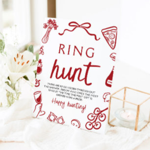 Rotes italienisches Pasta-Ring-Such-Hochzeitsdusch Sockelschild