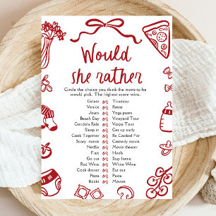 Rotes italienisches Würde-sie-vielmehr-Baby-Shower Einladung
