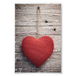 Rotes Jute-Herz Fotodruck