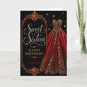 Rotes Juwel Sweet 16 Geburtstagsfeier Karte
