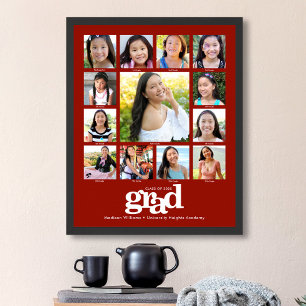 Rotes K-12-Abschlussfoto-Collage Moderner fetter S Poster