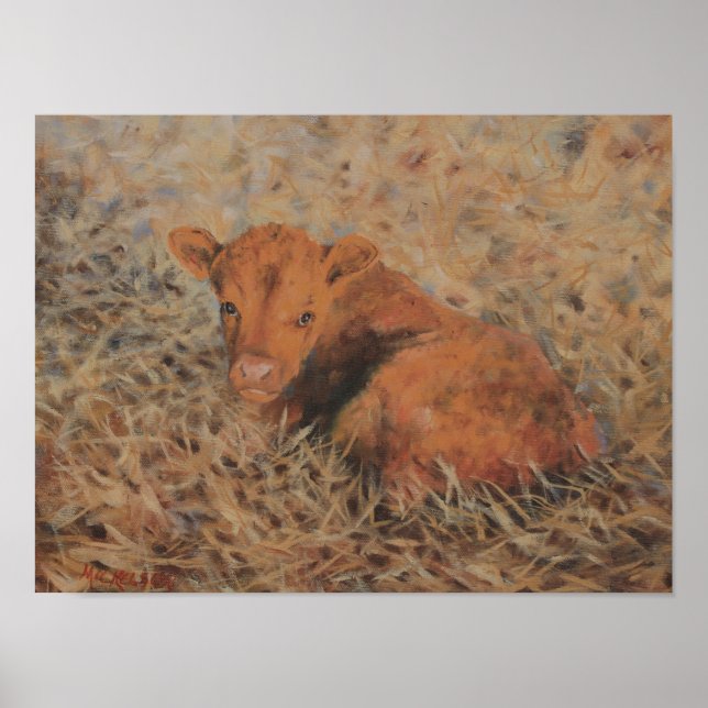 Rotes Kalb mit feiner Kunst drucken Poster (Vorne)