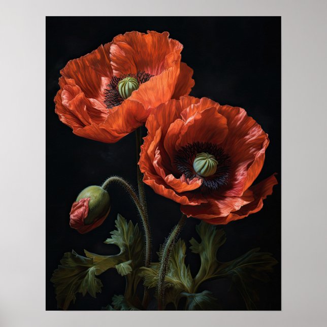 Rotes Kalifornien Mohnblumen Blume Art Print Poste Poster (Vorne)