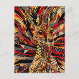 Rotes Kangaroo im Stile eines aborigines Dot Art Postkarte