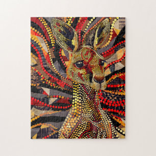 Rotes Känguru im Aborigine-Punktkunststil Puzzle