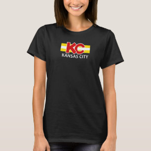Rotes Kansas City Classic Rot Gelb Streifen Retro T-Shirt
