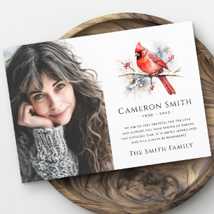 Rotes Kardinal Beerdigung Beileid Foto Dankeskarte