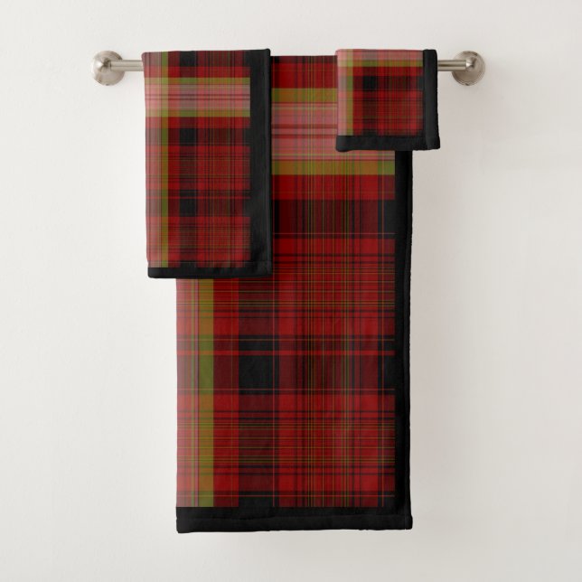 Rotes kariertes Badezimmer-Tuch-Set Badhandtuch Set (Insitu)
