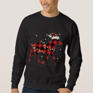 Rotes Kariertes Buffalo Pajama Pferderennen Sweatshirt