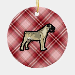 Rotes kariertes Bullmastiff Keramikornament