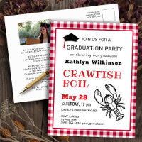 Rotes Kariertes Foto Crawfish Boil GRAD Einladung